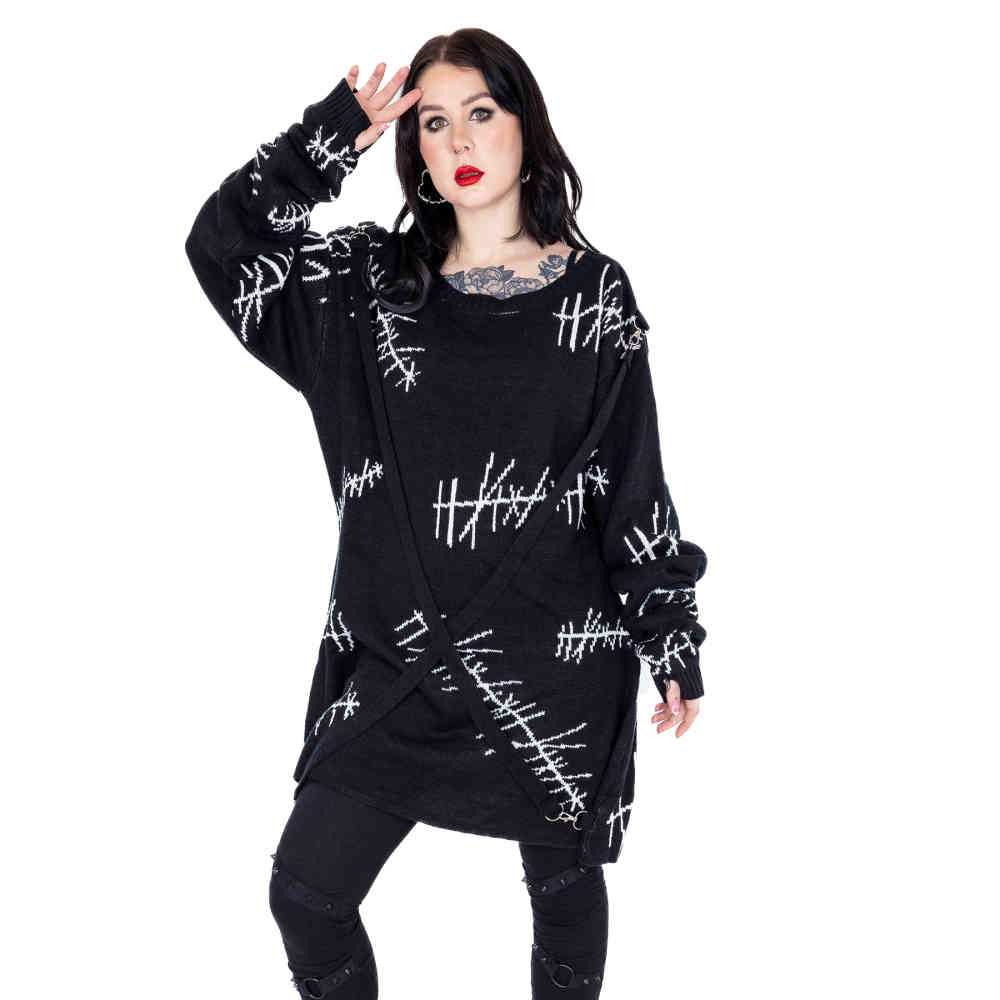 Heartless - Stitch Me Gebreide trui - Zwart/Wit
